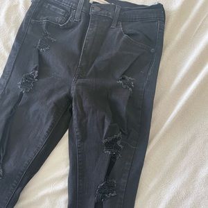 Levi’s Mile High Super Skinny Black Distressed Jeans